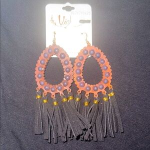 Black and Brown Tassel Earrings-NWT